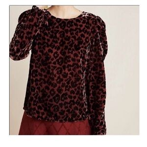 Anthropologie Dolan Charley Velvet Leopard Blouse